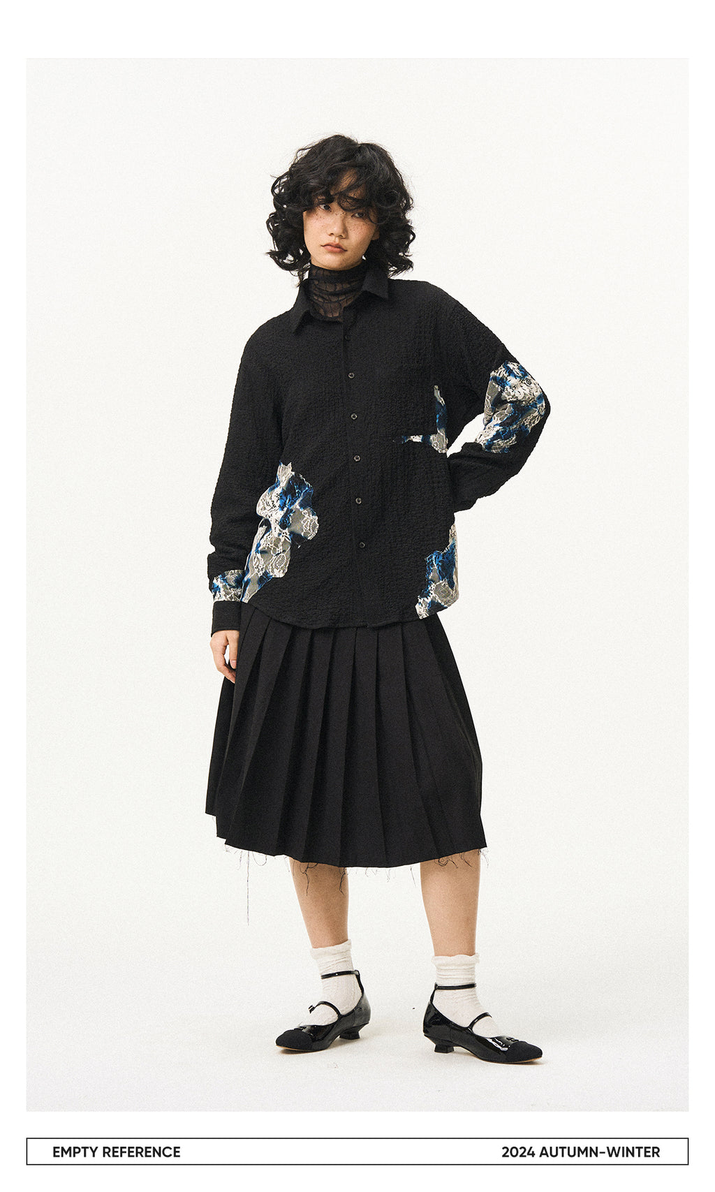 Lace Panel Irregular Shirt
