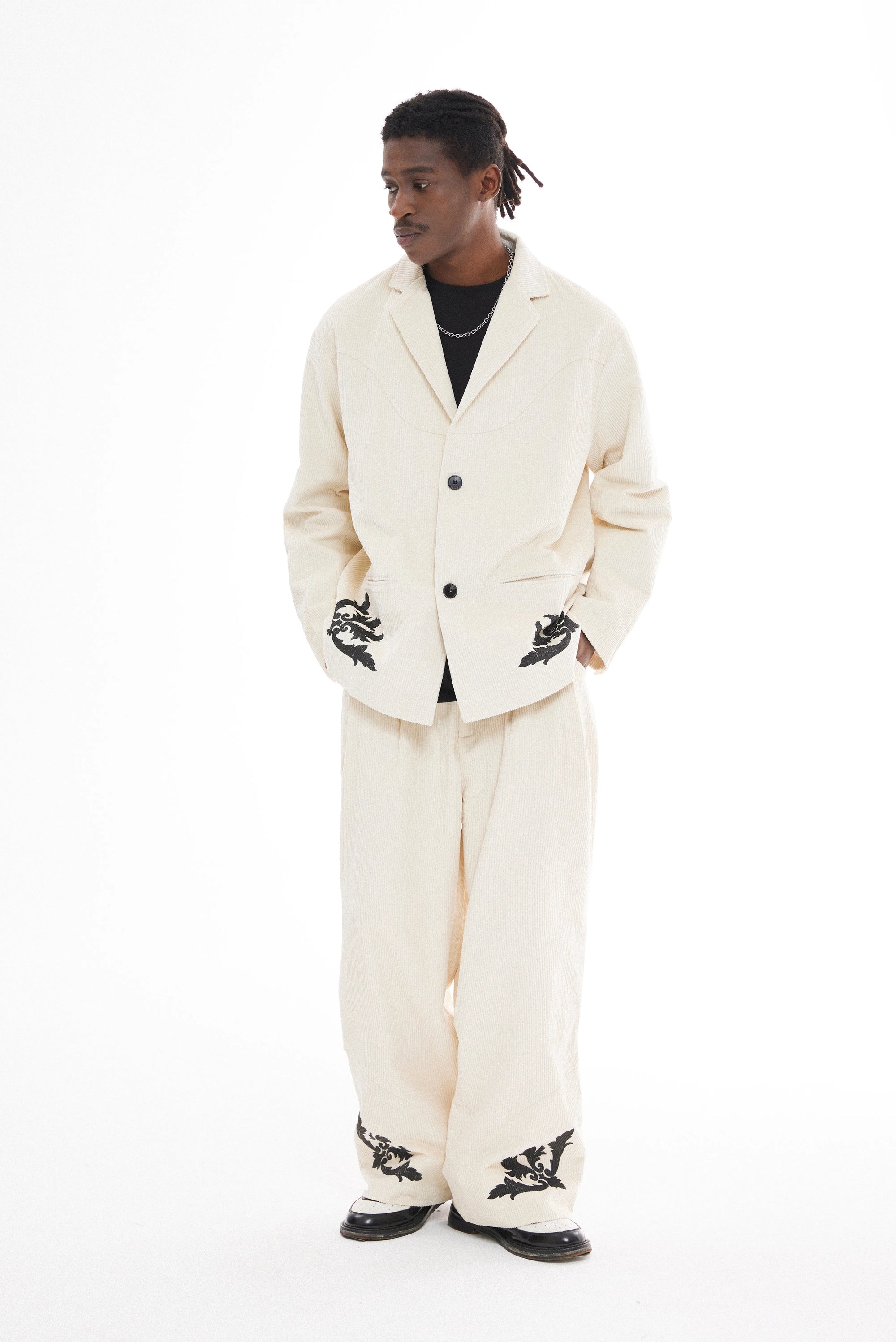 Corduroy Graphic Suit Pants