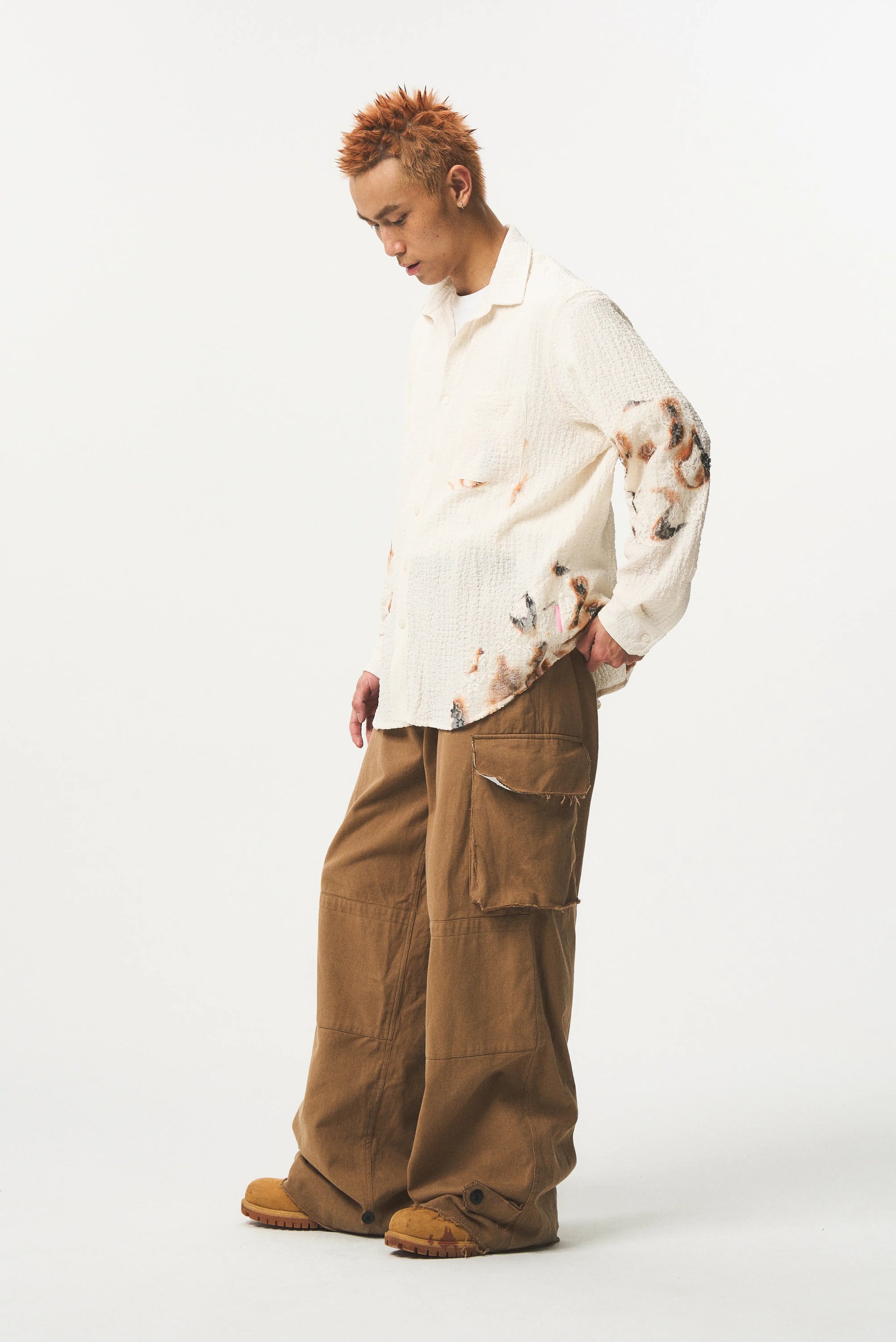 Lace Panel Irregular Shirt