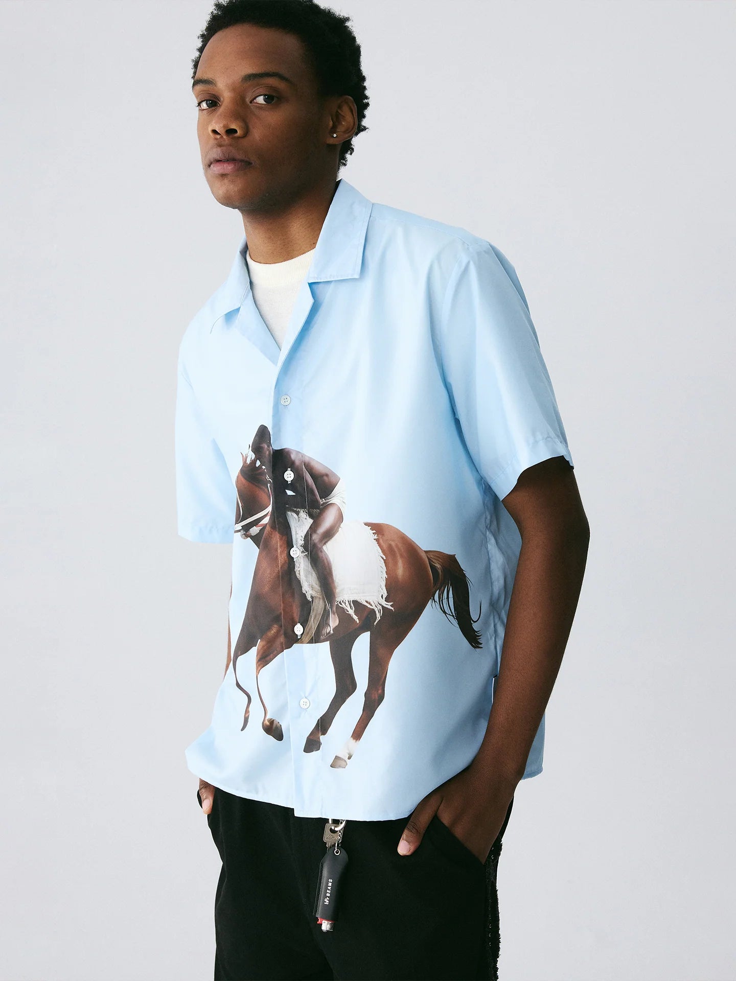 The Galloping Spirit Shirt - Full-Print Cuban Collar with Rider & Horse