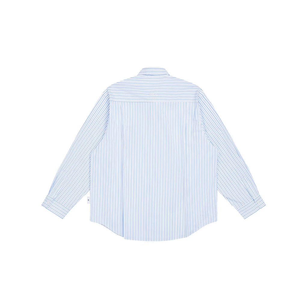 Empty Reference Botanical Stripe Shirt | Blue White Embroidered Overshirt