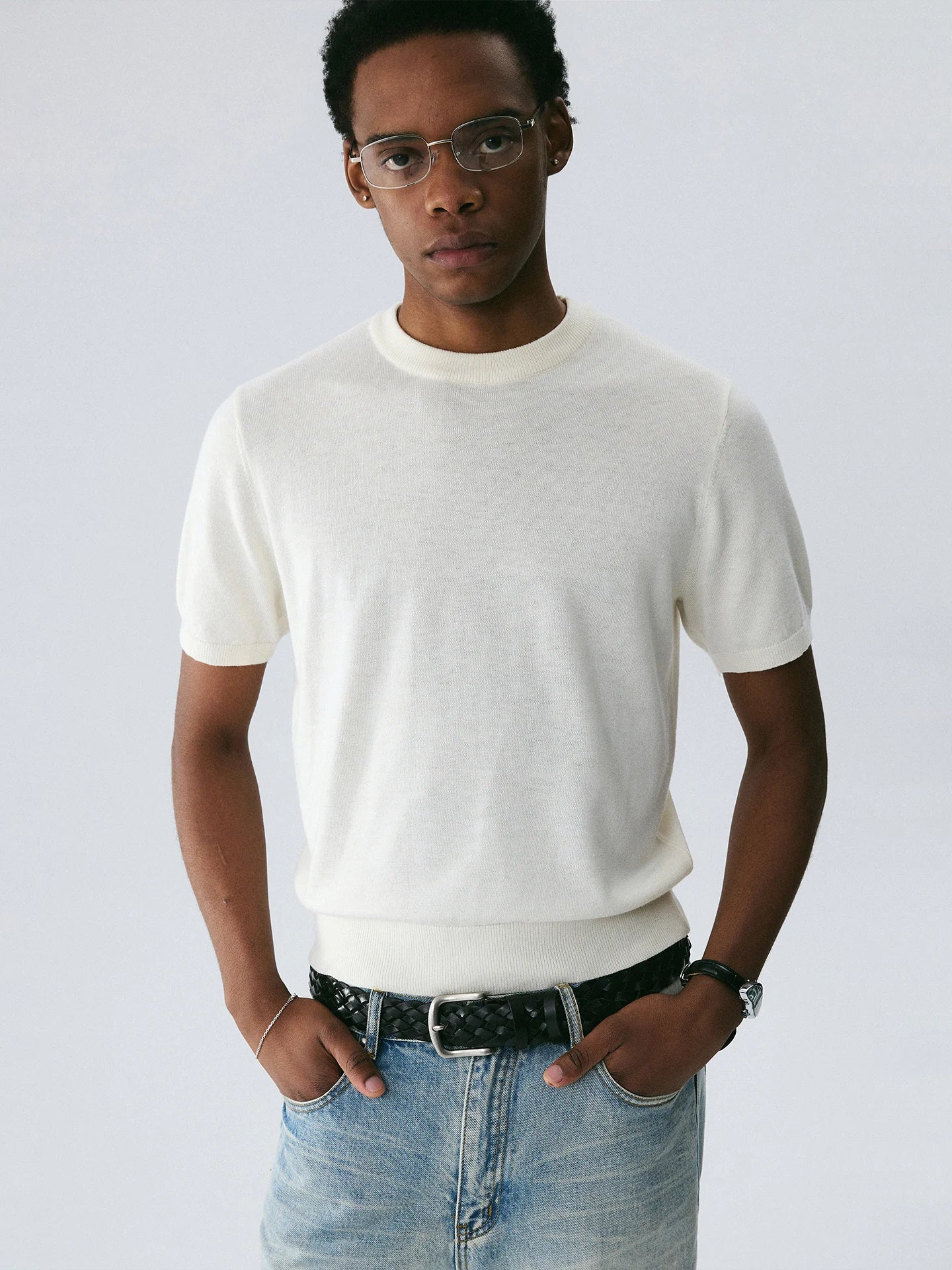 The Essential Layer Knit - Silk-Wool Blend Crewneck in Buttercream