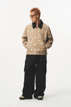 Washed Panelled Print Jacket