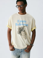 The Sketch Grape Bunch Tee - Apricot Snow Fabric with Charcoal-Style Grape Cluster & Blue Logo