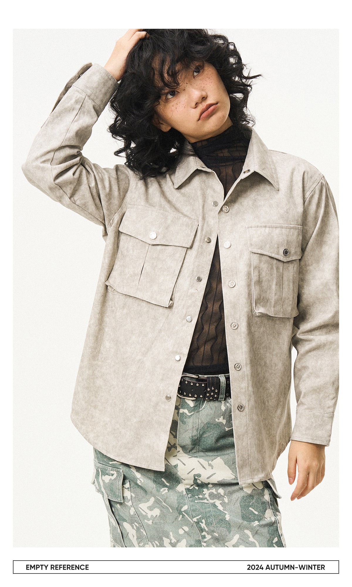 Faux Leather Utility Shirt Jacket