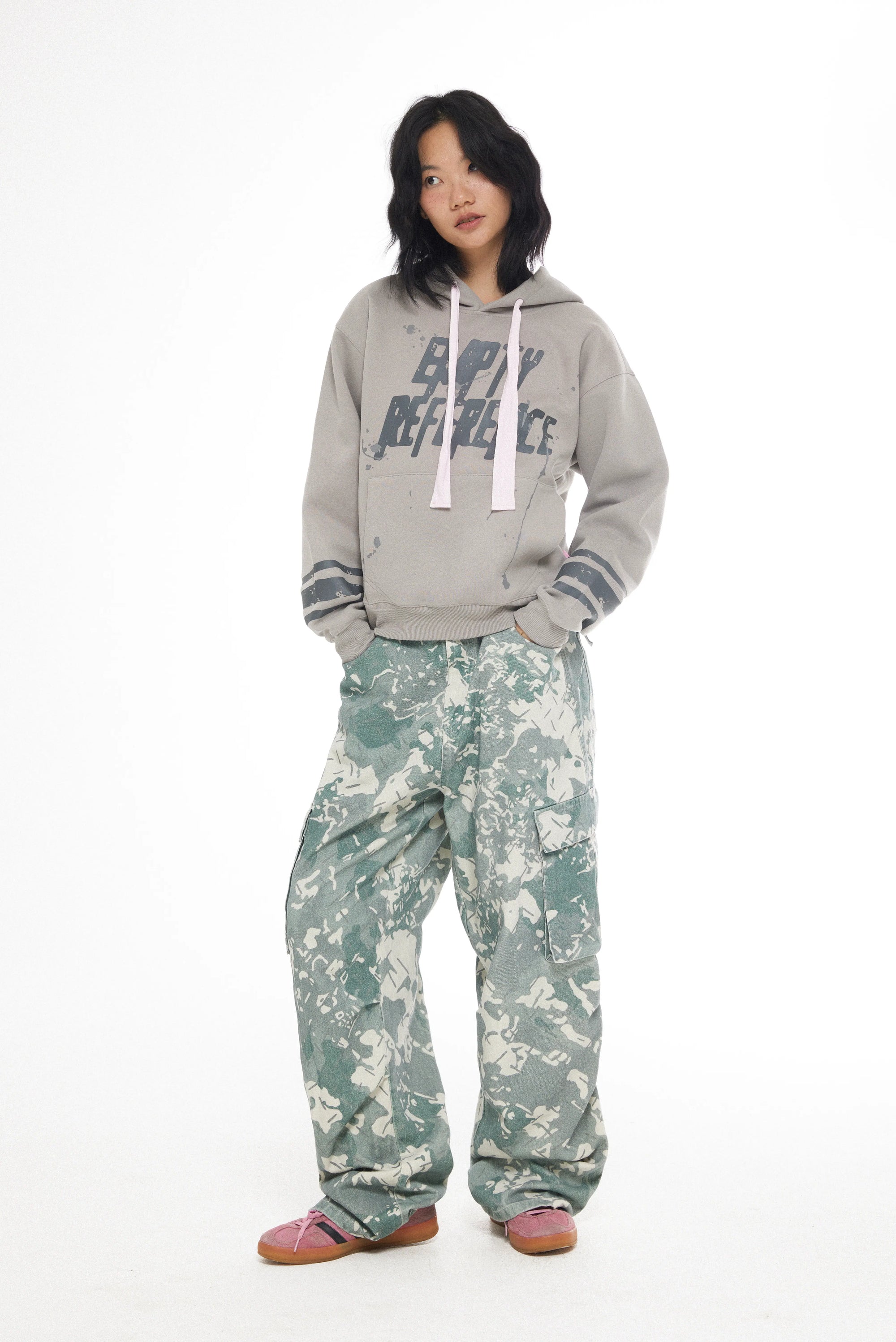 Washed Camo Print Overalls