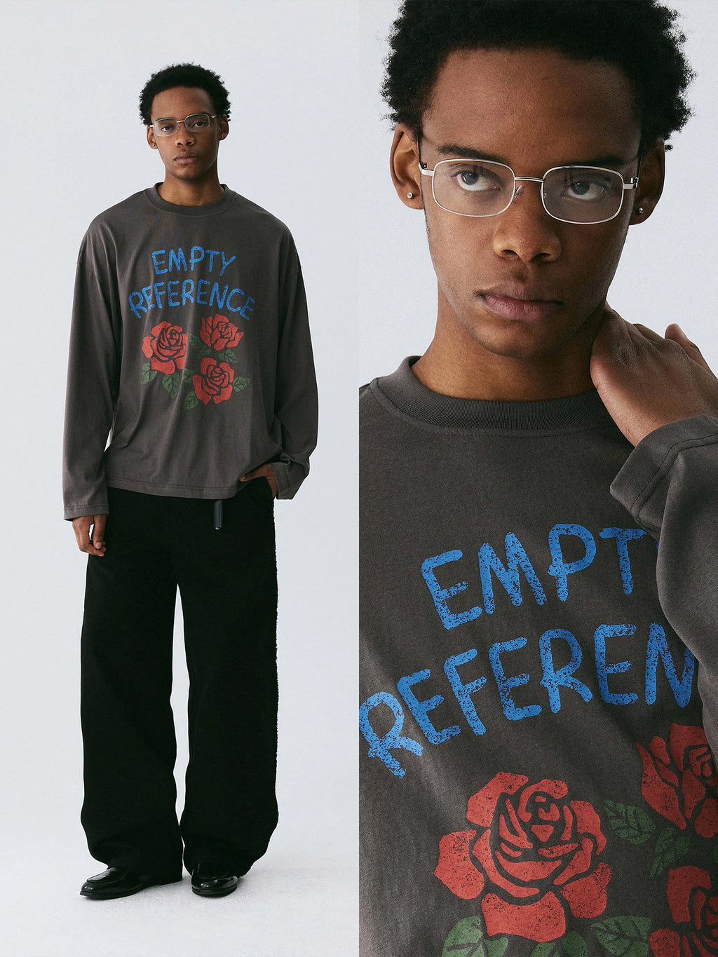 Empty Reference Rose Artwork Long Sleeve Tee | Original Graphic Shirt