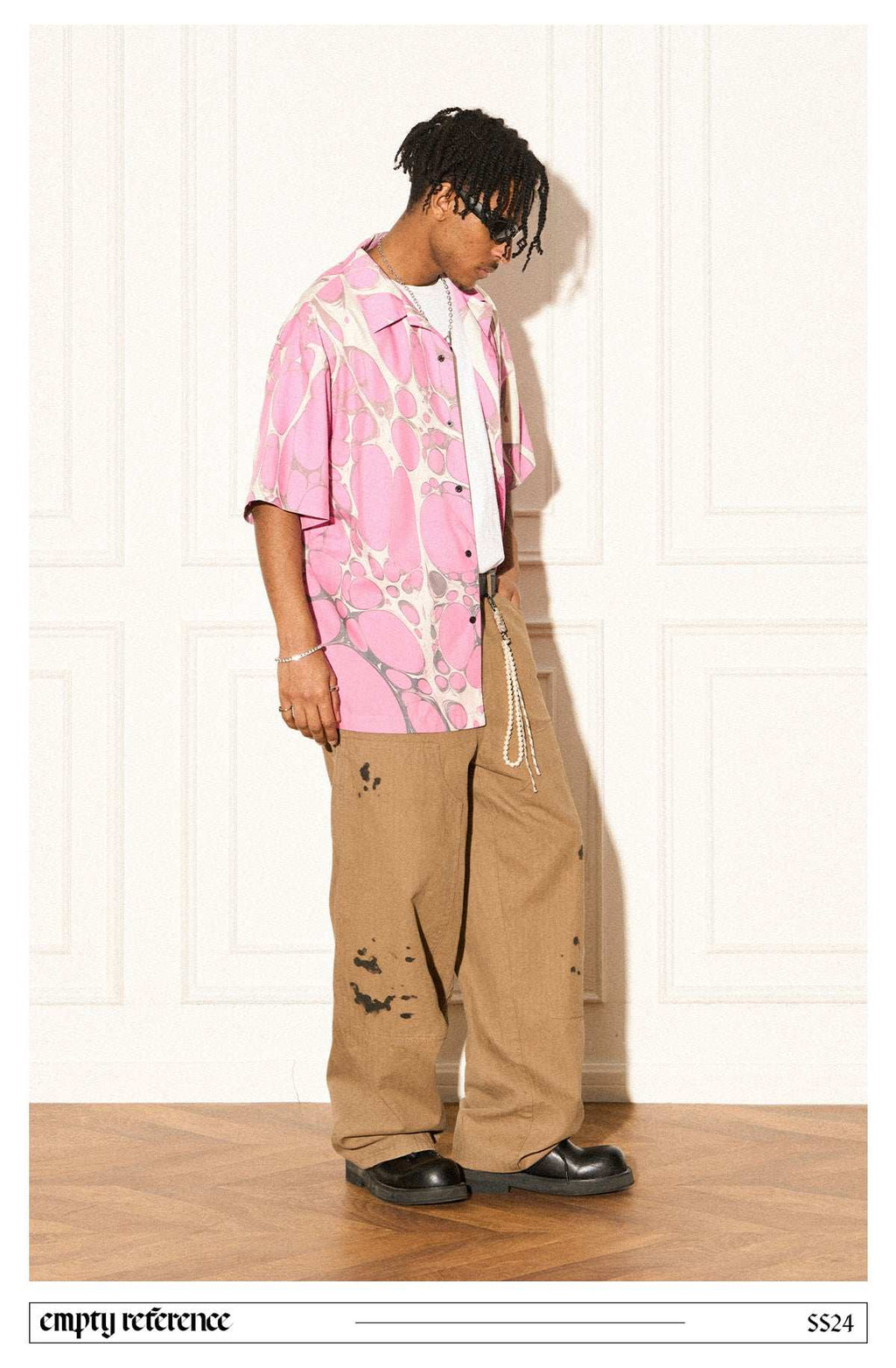 Pink Casual Button-Up Shirt - Empty Reference