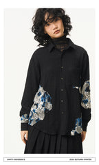 Lace Panel Irregular Shirt
