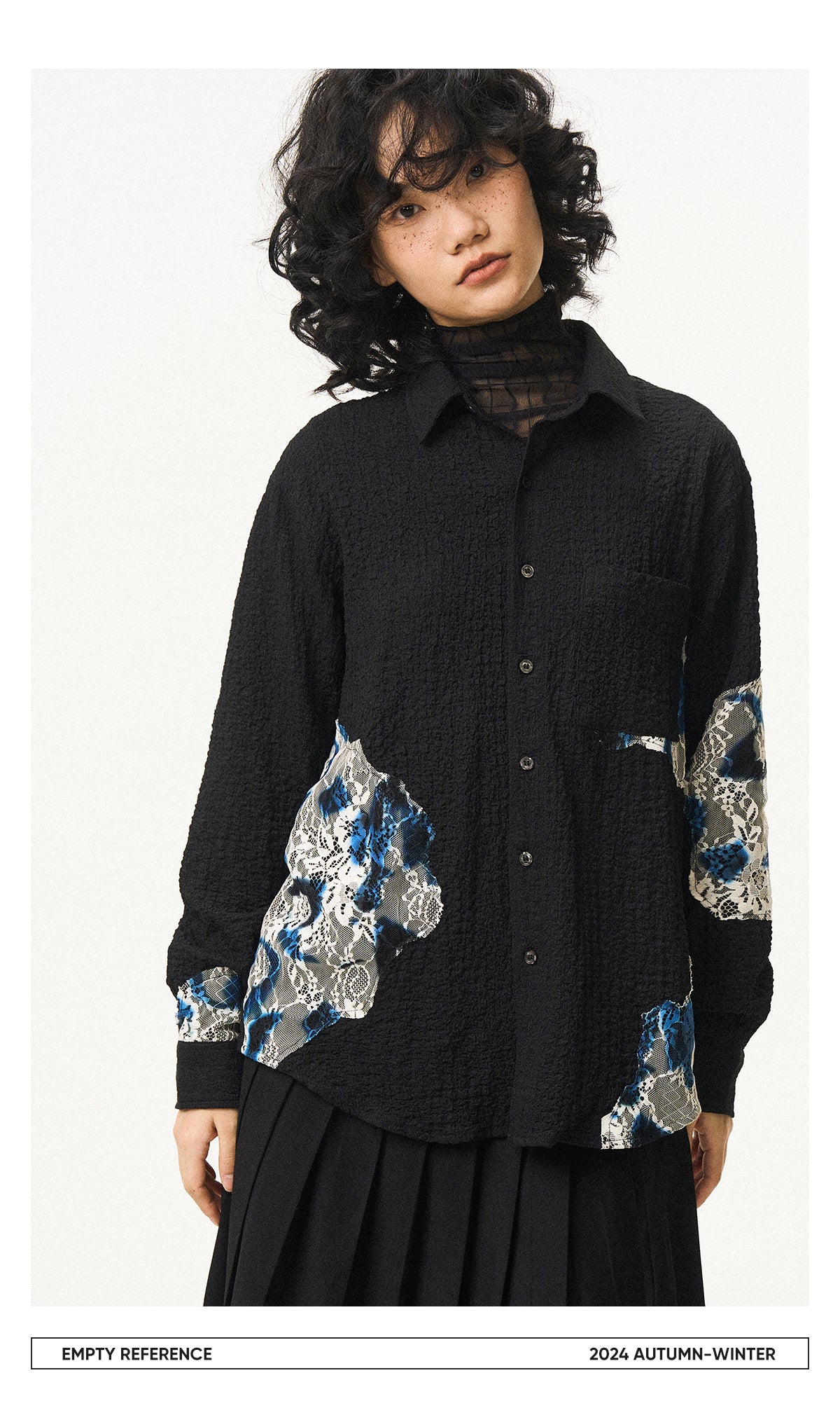 Lace Panel Irregular Shirt