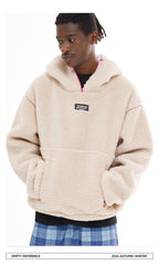 Colorblock Lamb Wool Hoodie Jacket