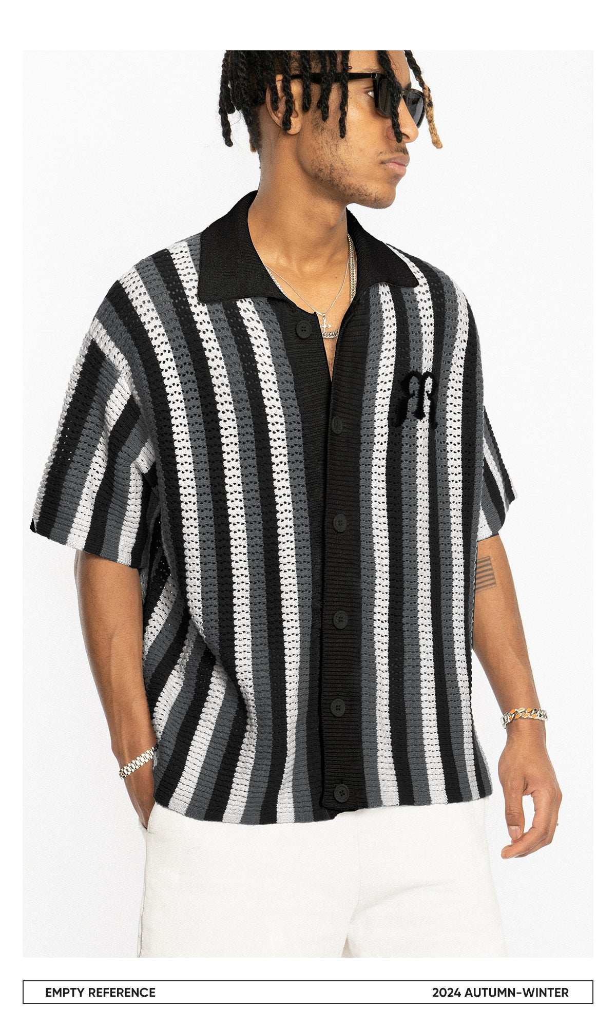 Embroidered Knit Polo Shirt - Empty Reference