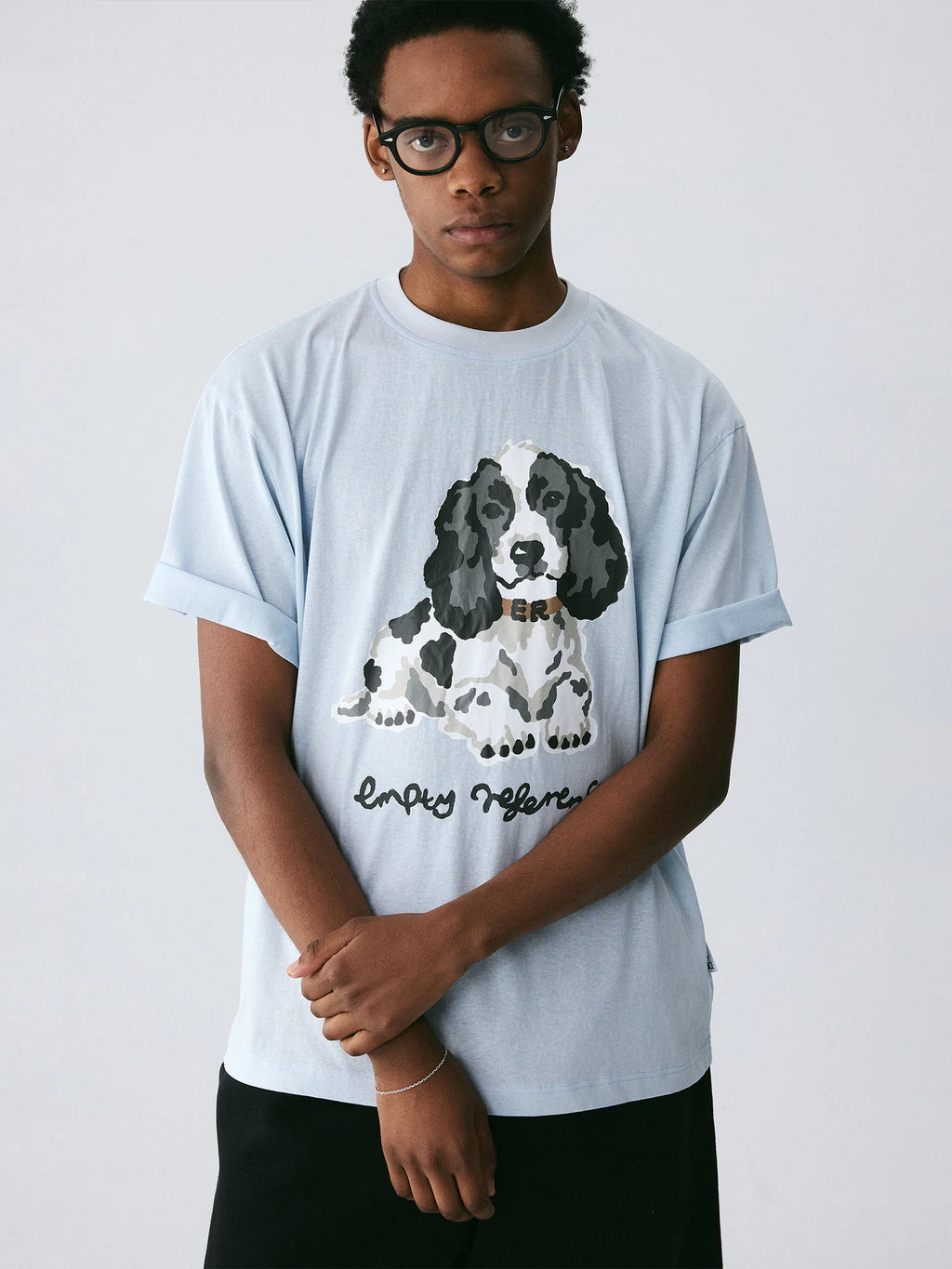 The Resting Spaniel Tee - Sky-Blue Snow Fabric