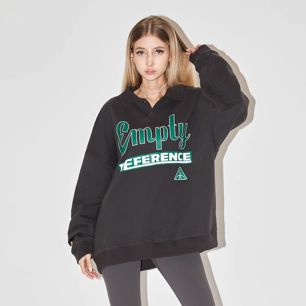Graphic Rugby Collar Sweatshirt