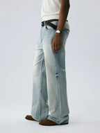 Vintage Wash Denim with Custom Hardware & Destructed Hem