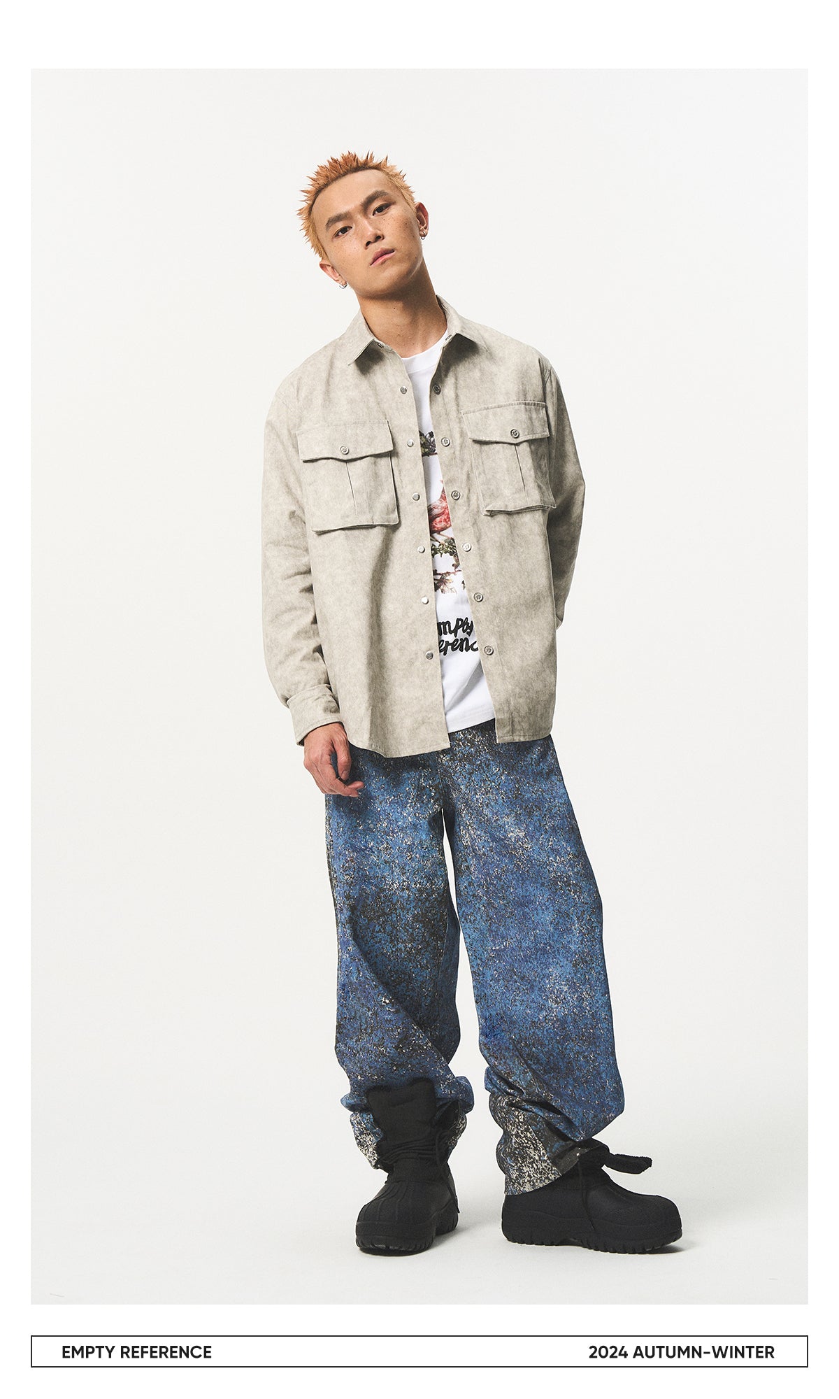 Faux Leather Utility Shirt Jacket