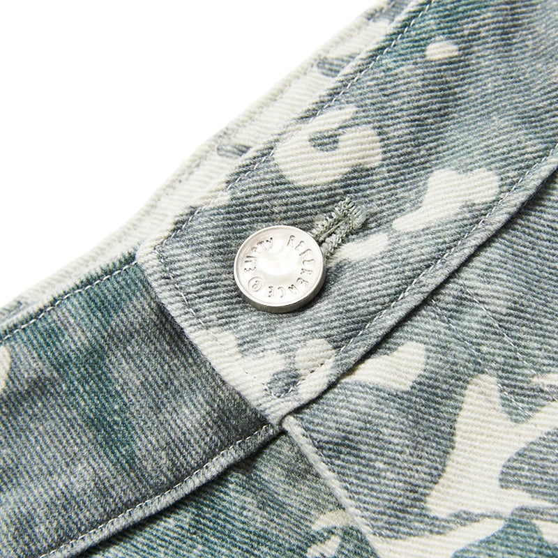 Washed Camo Print Overalls