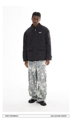 Washed Camo Print Overalls