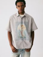 The Framed Goddess Shirt - Full-Print Oil Painting with Concealed Placket