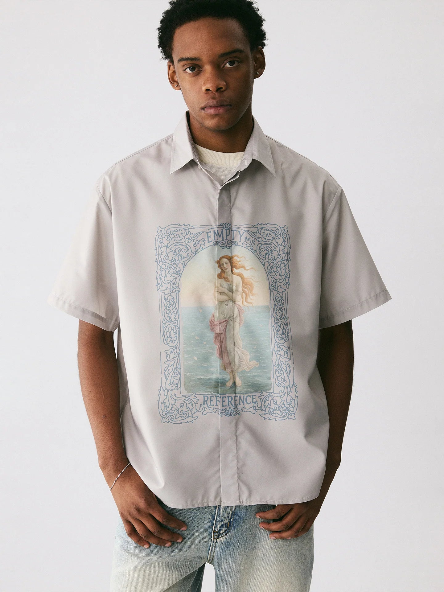 The Framed Goddess Shirt - Full-Print Oil Painting with Concealed Placket