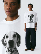 Empty Reference Dog Portrait Long Sleeve Tee | Minimal Graphic Top