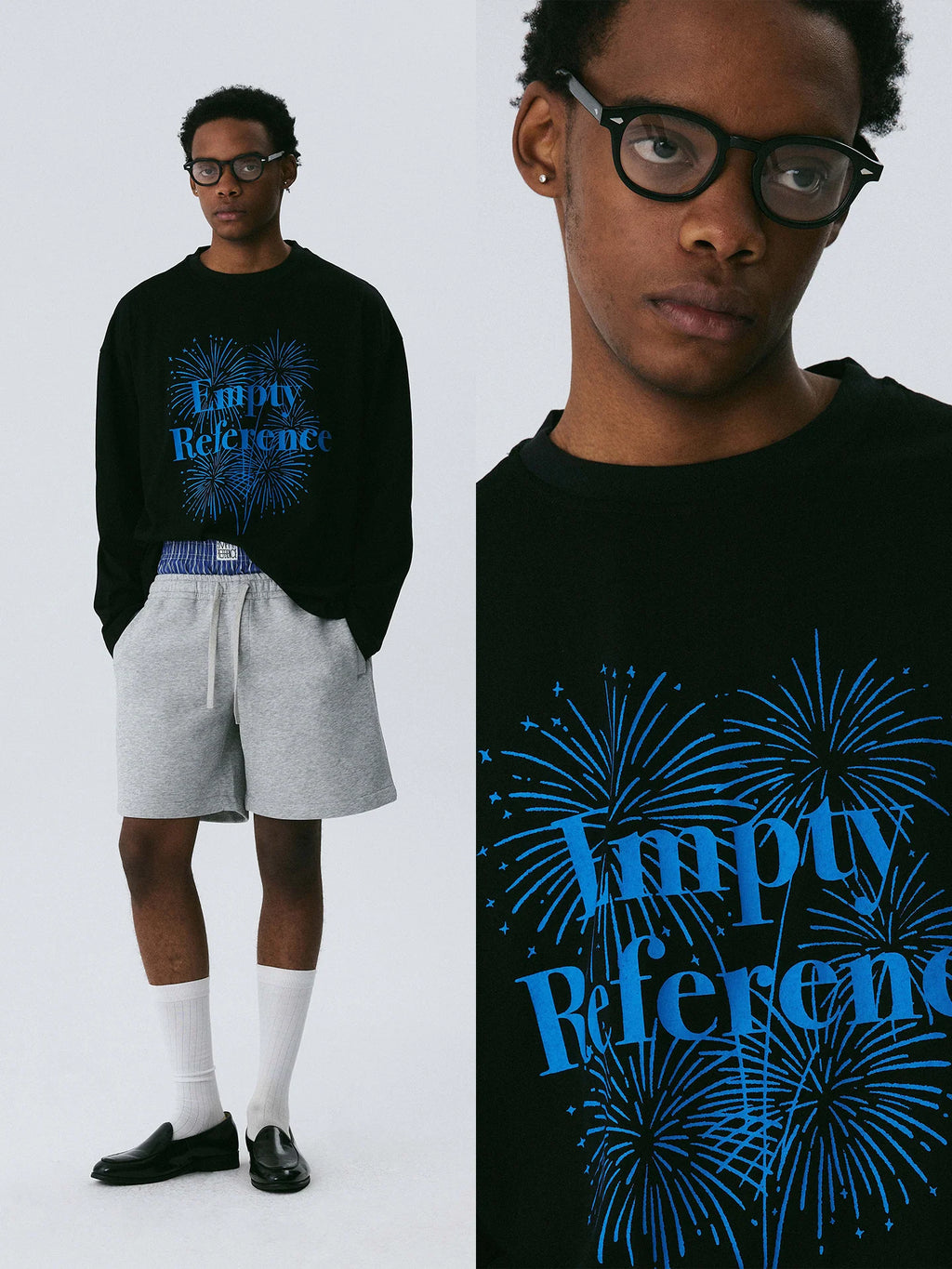 Empty Reference Firework Graphic Long Sleeve Tee | Original Artwork Top