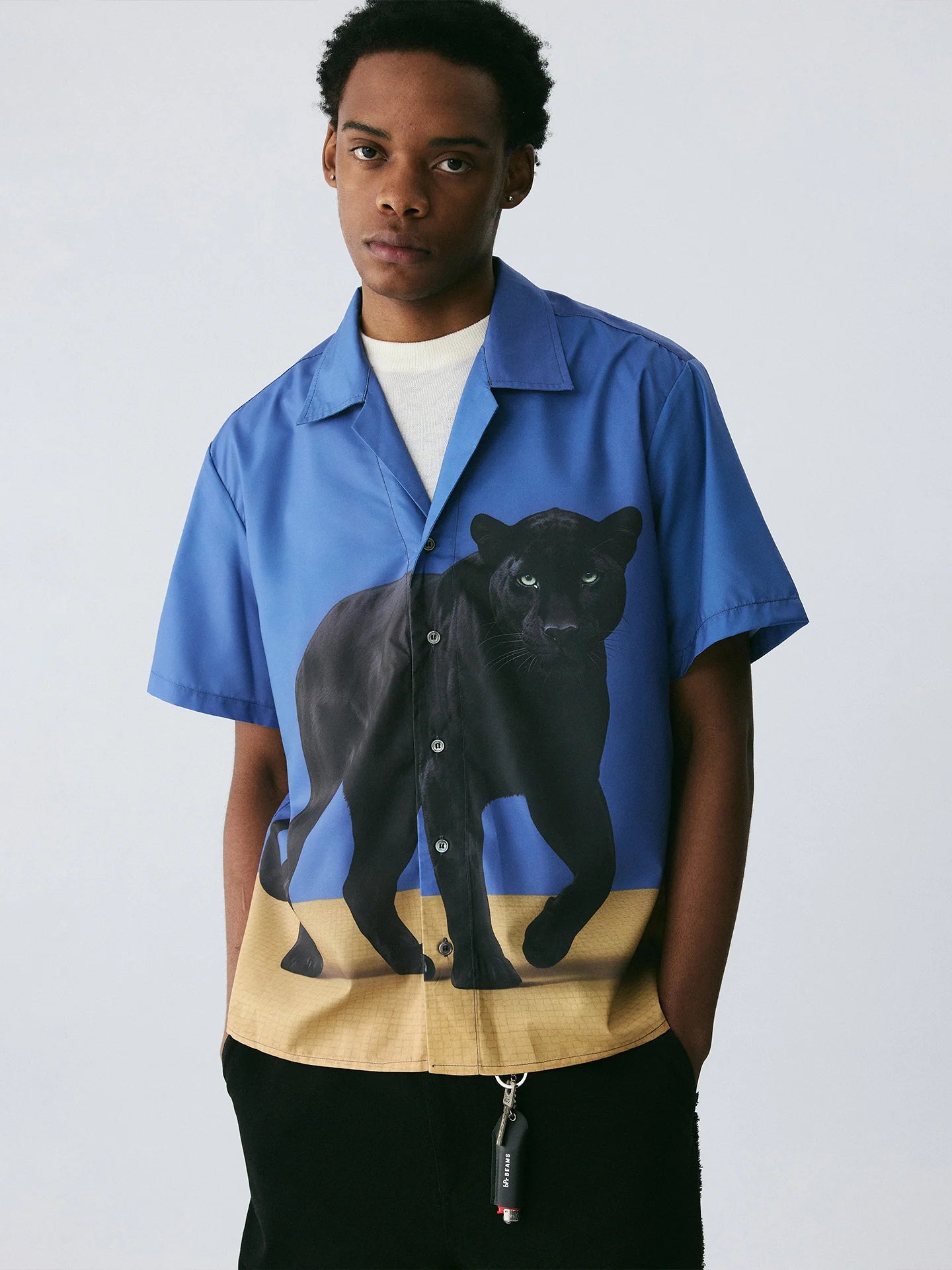 The Midnight Stride Shirt - Full-Print Sapphire Blue with Black Panther & Golden Earth