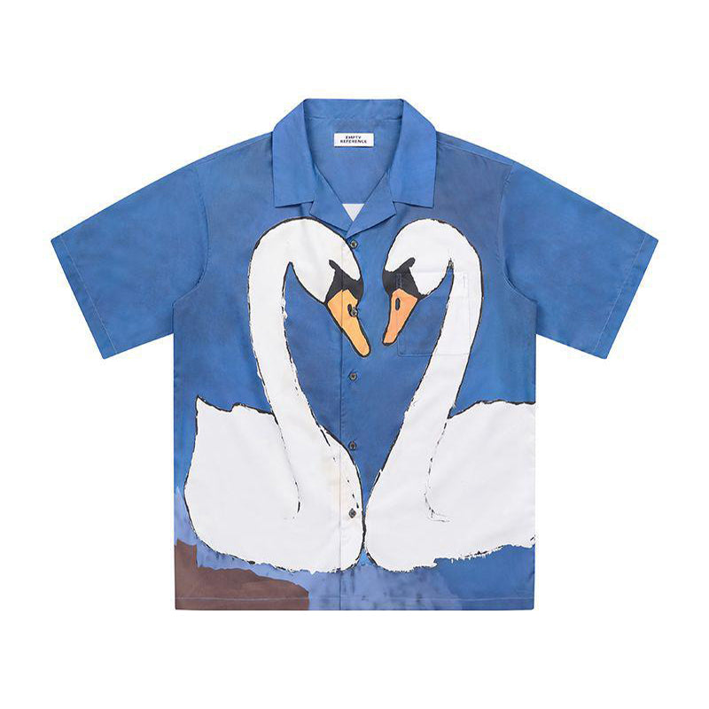 Cartoon Swan Graphic Shirt