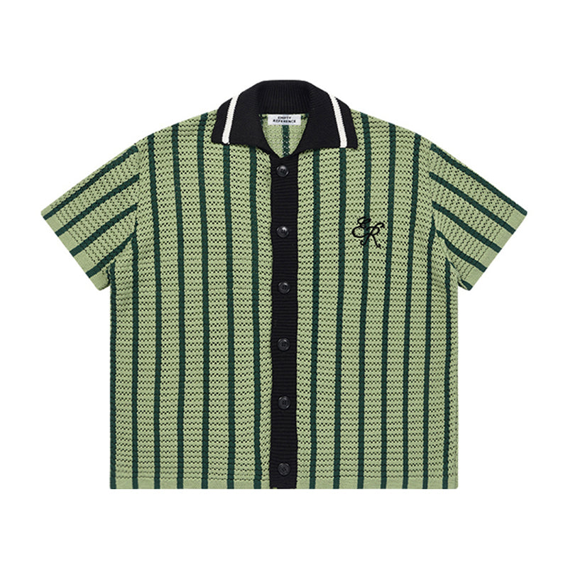 Striped Mesh Knit Vacation Shirt