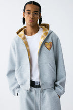 Plaid Embroidered Zip Hoodie