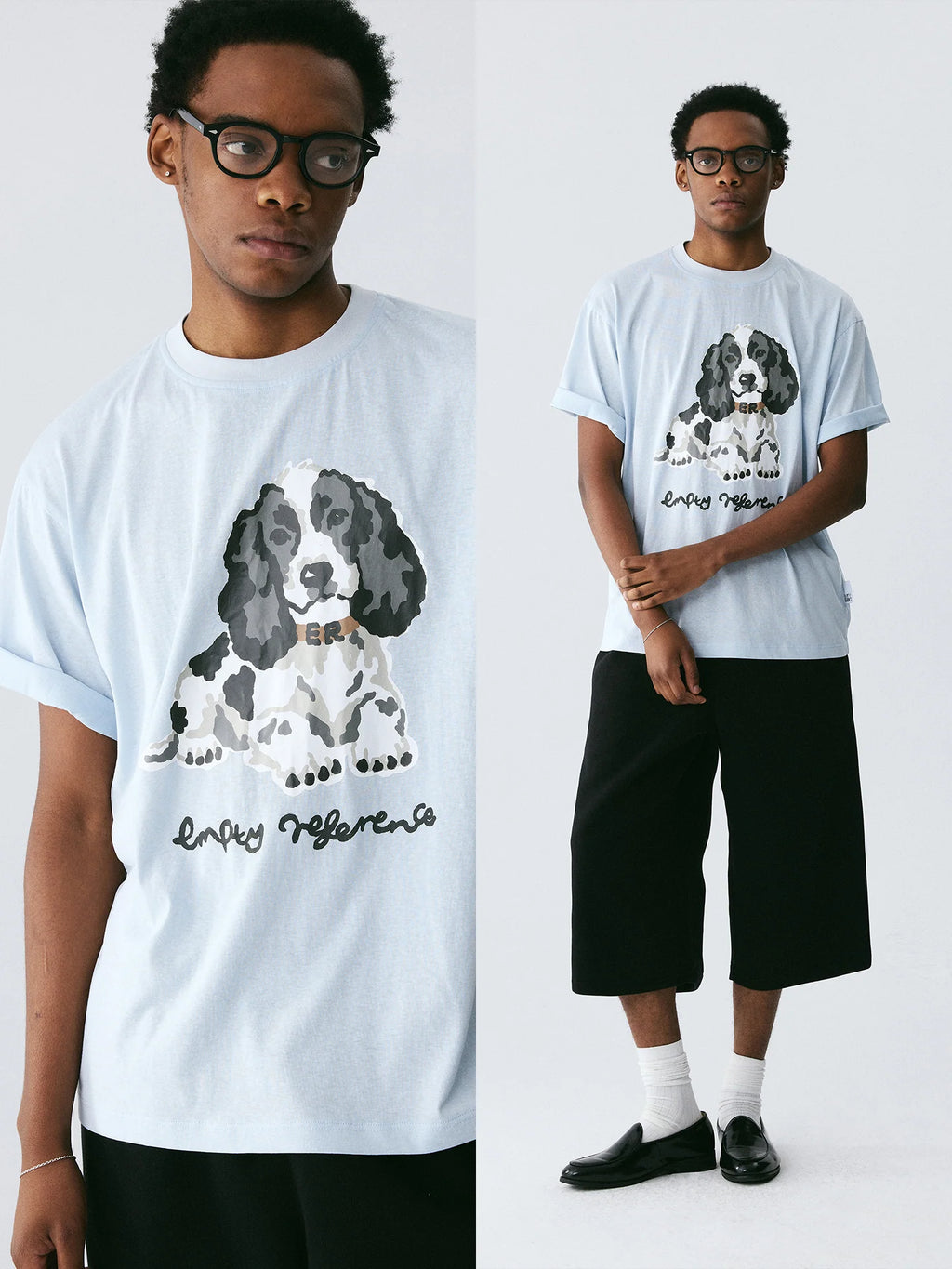 The Resting Spaniel Tee - Sky-Blue Snow Fabric