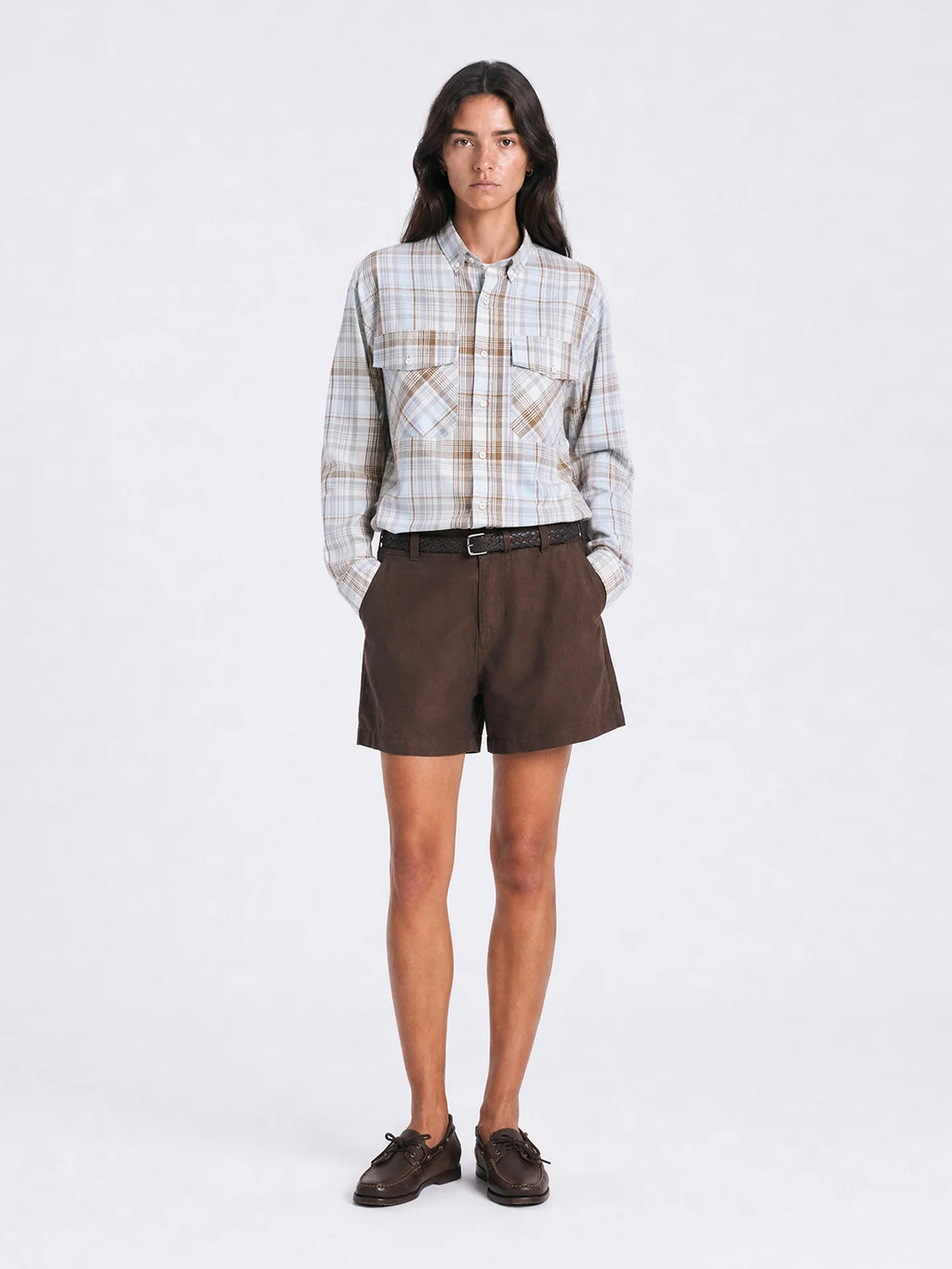 Empty Reference Classic Plaid Overshirt | Blue Brown Check Shirt