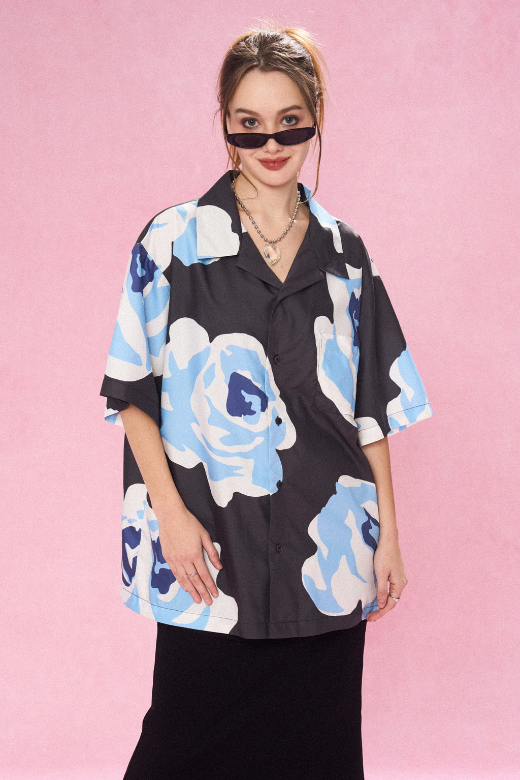 Hand-Drawn Rose Graphic Shirt