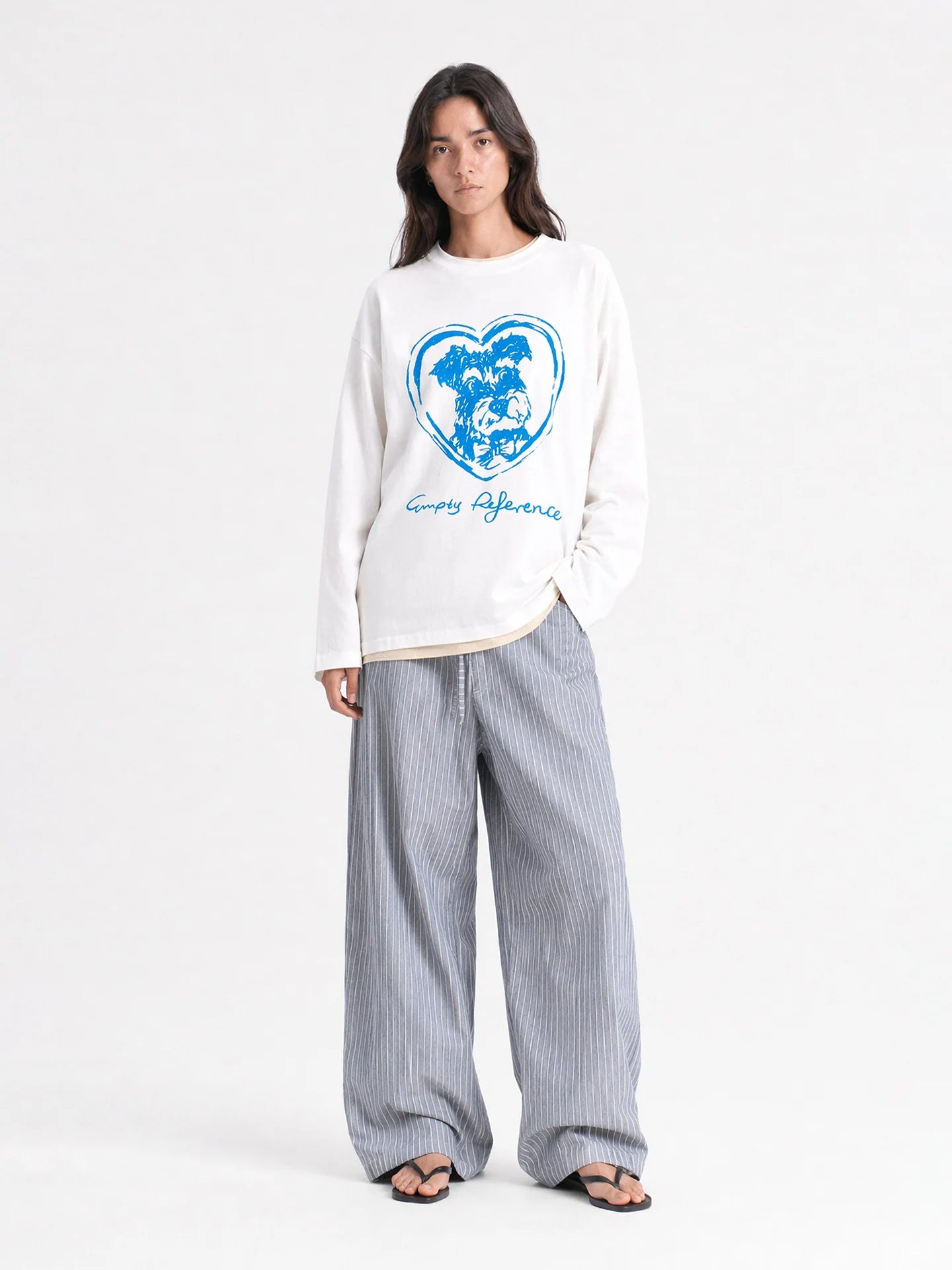 Empty Reference Dog Illustration Long Sleeve Tee | Original Graphic Shirt