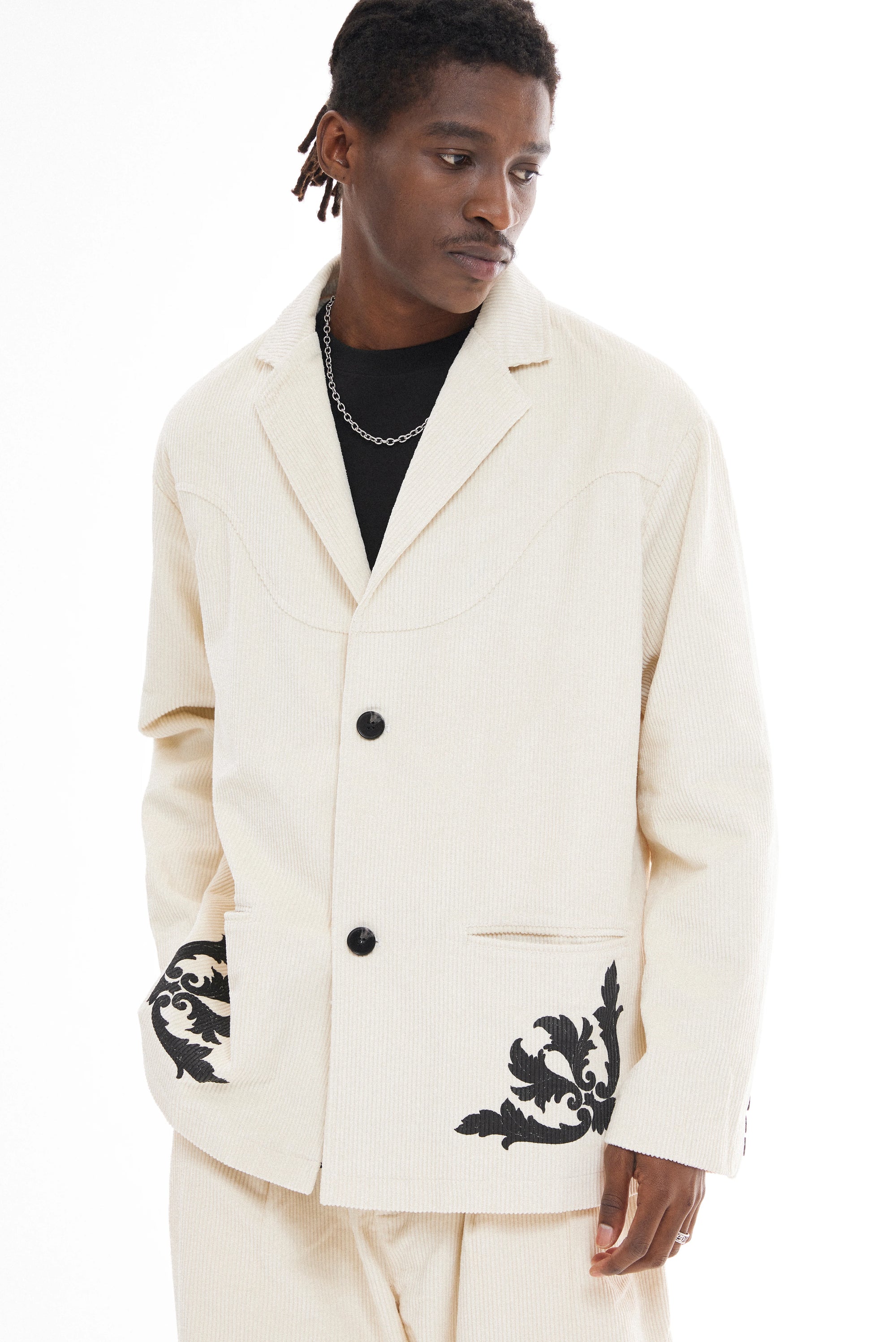 Corduroy Graphic Suit Pants