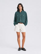Empty Reference Forest Green Plaid Shirt | Relaxed Utility Overshirt