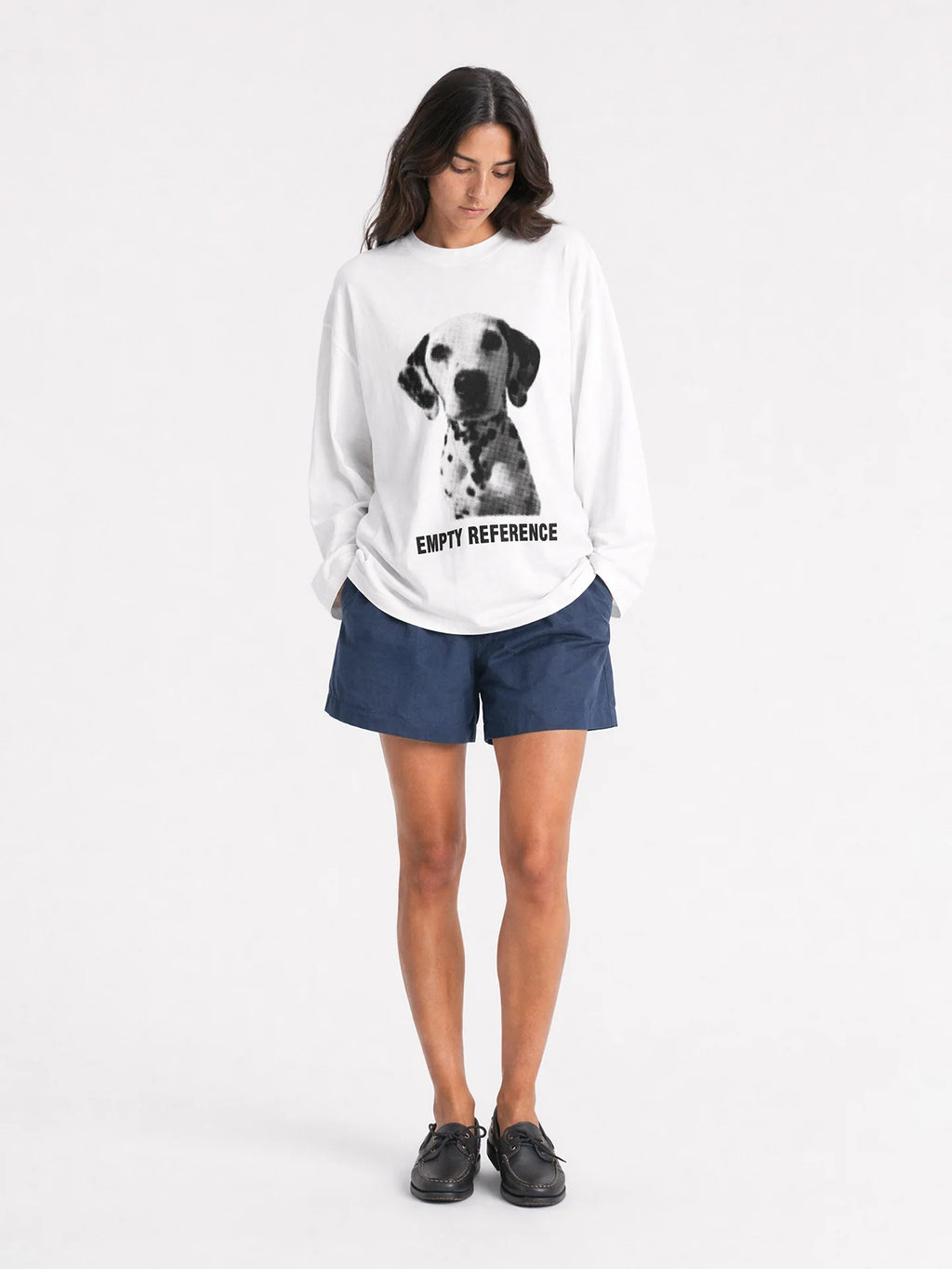 Empty Reference Dog Portrait Long Sleeve Tee | Minimal Graphic Top