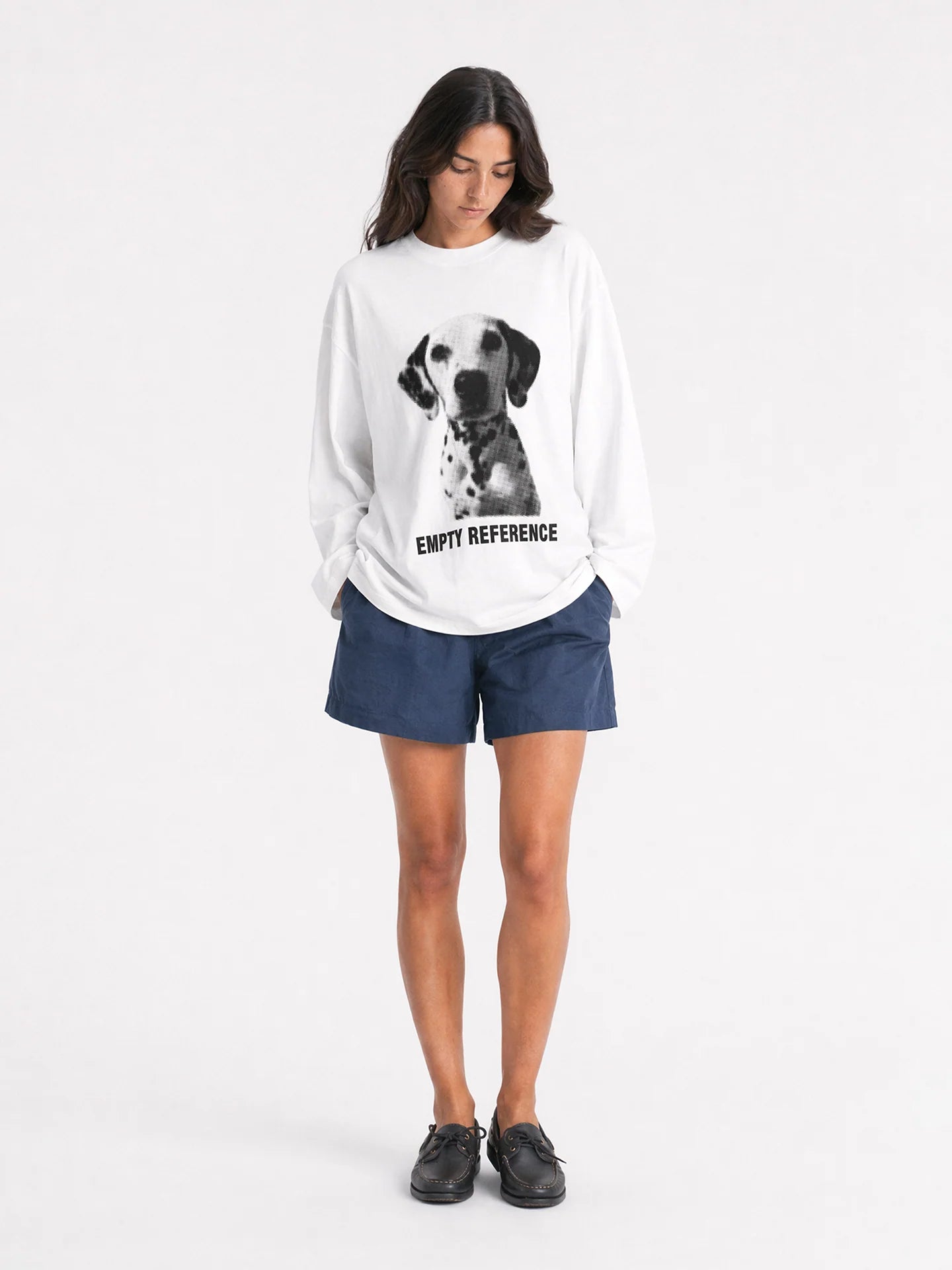 Empty Reference Dog Portrait Long Sleeve Tee | Minimal Graphic Top