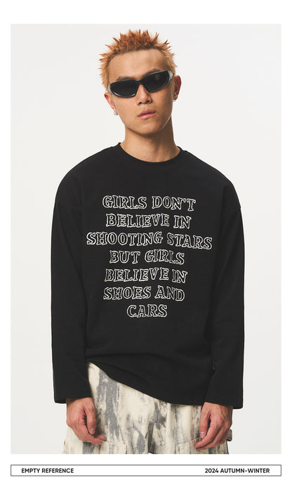 Letter Print Cotton Base Shirt