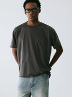 The Raw Edge Snow Tee - Textured Cotton with Sculptural Pocket
