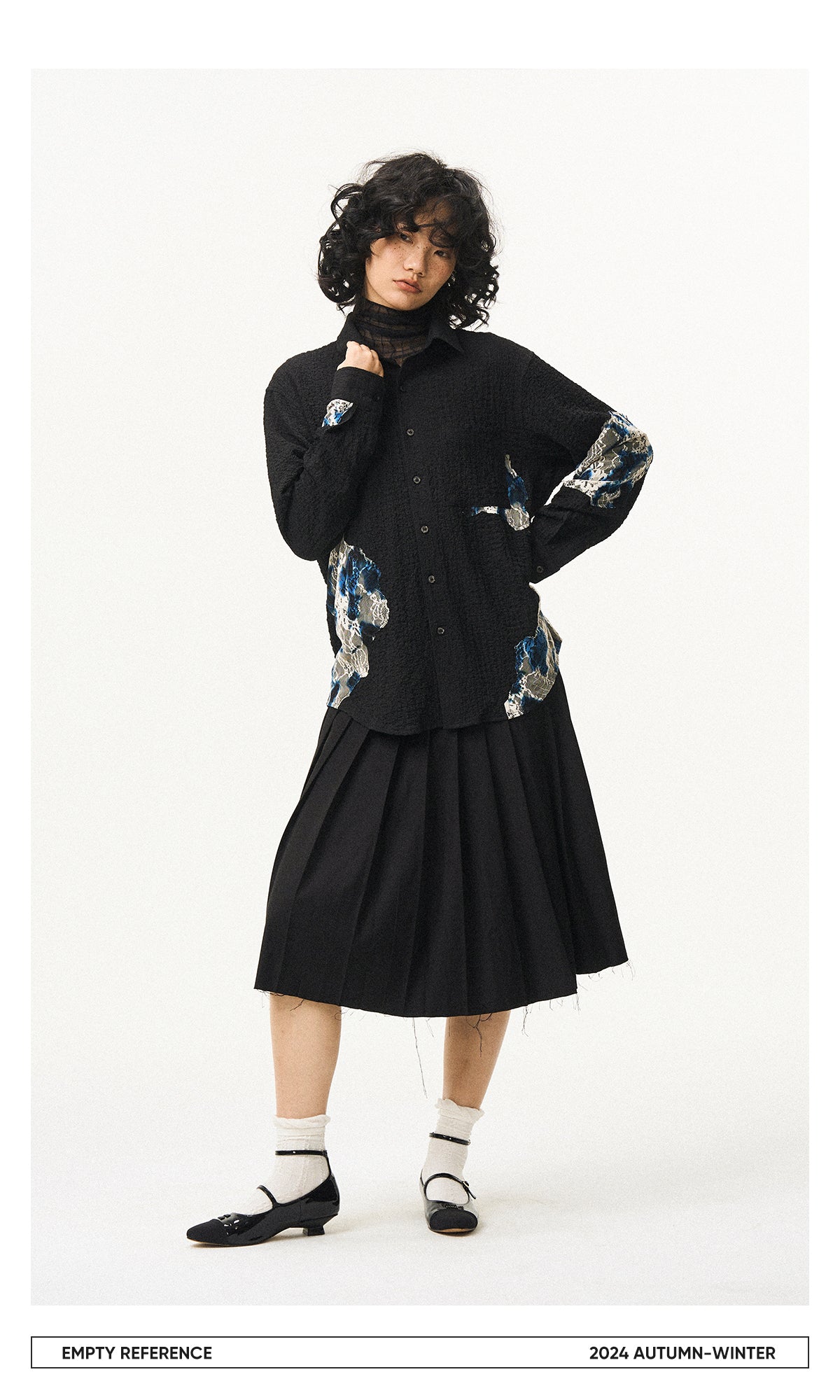Lace Panel Irregular Shirt