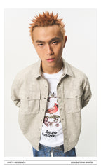 Faux Leather Utility Shirt Jacket