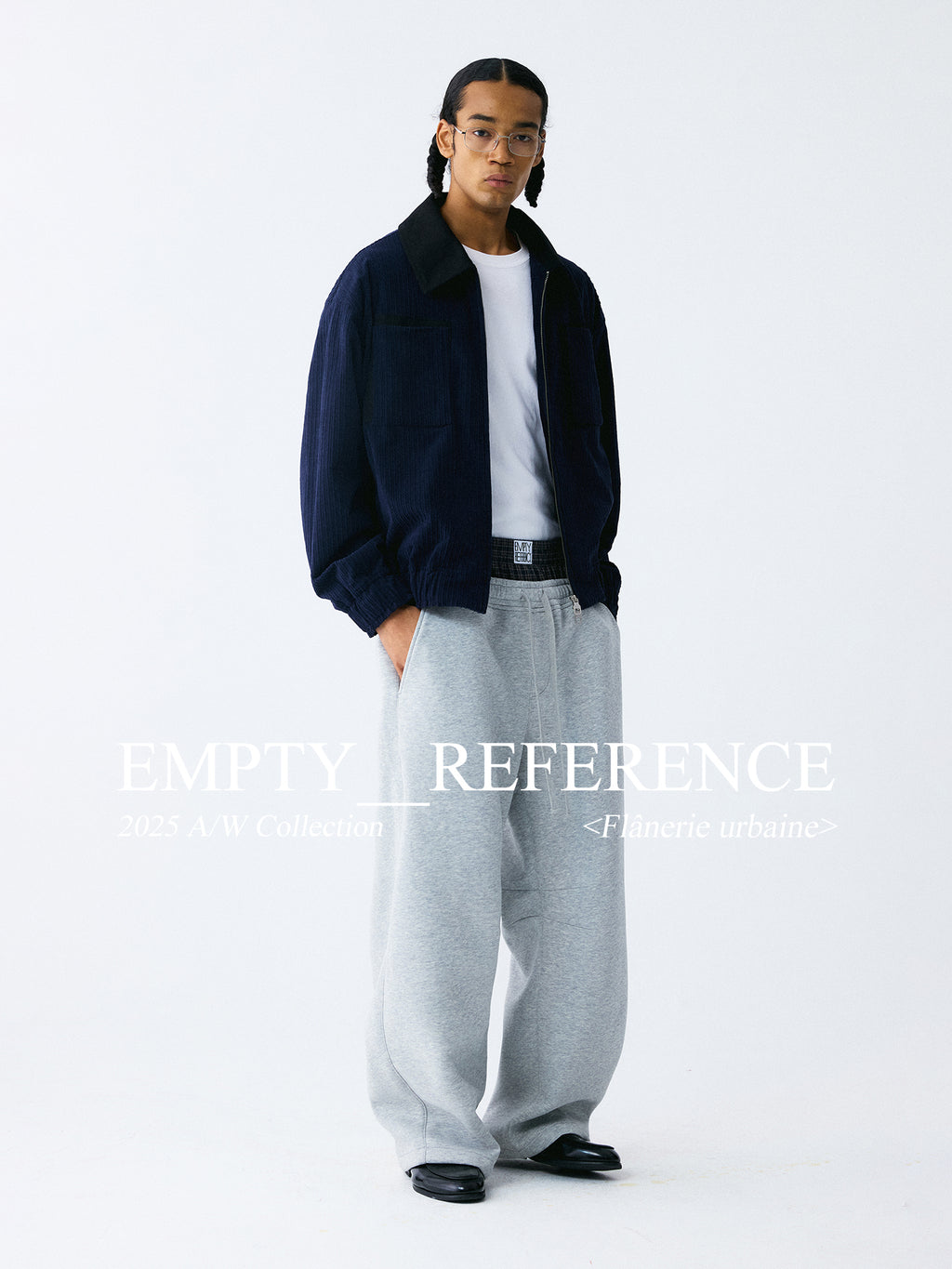 The Double Waist Sweatpant - Heather Grey Knit with Blue Gingham Panel & Woven Label