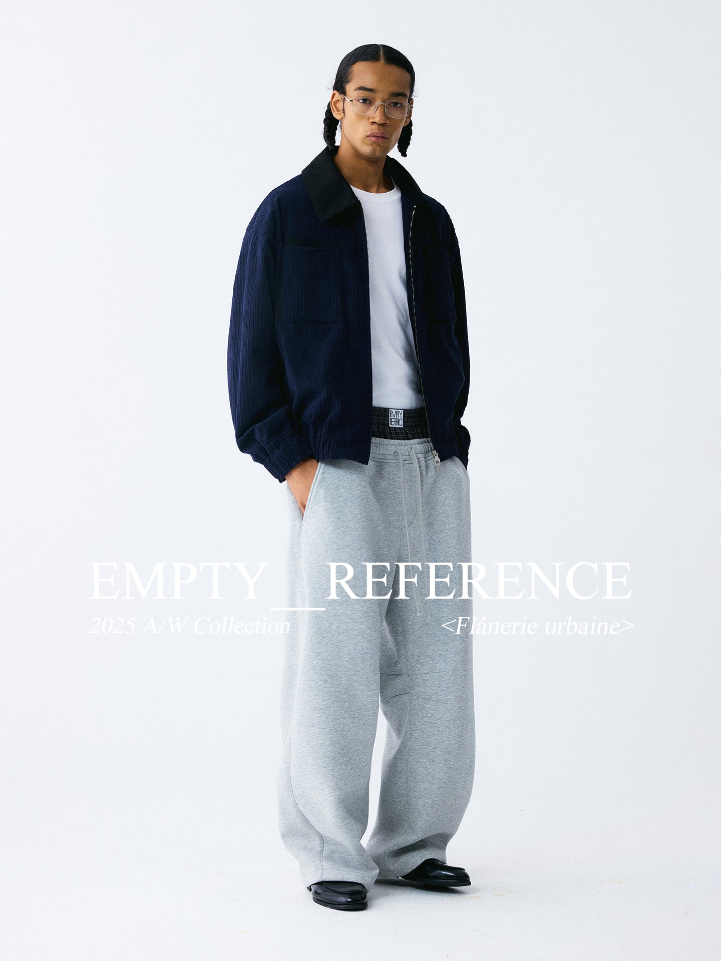 The Double Waist Sweatpant - Heather Grey Knit with Blue Gingham Panel & Woven Label