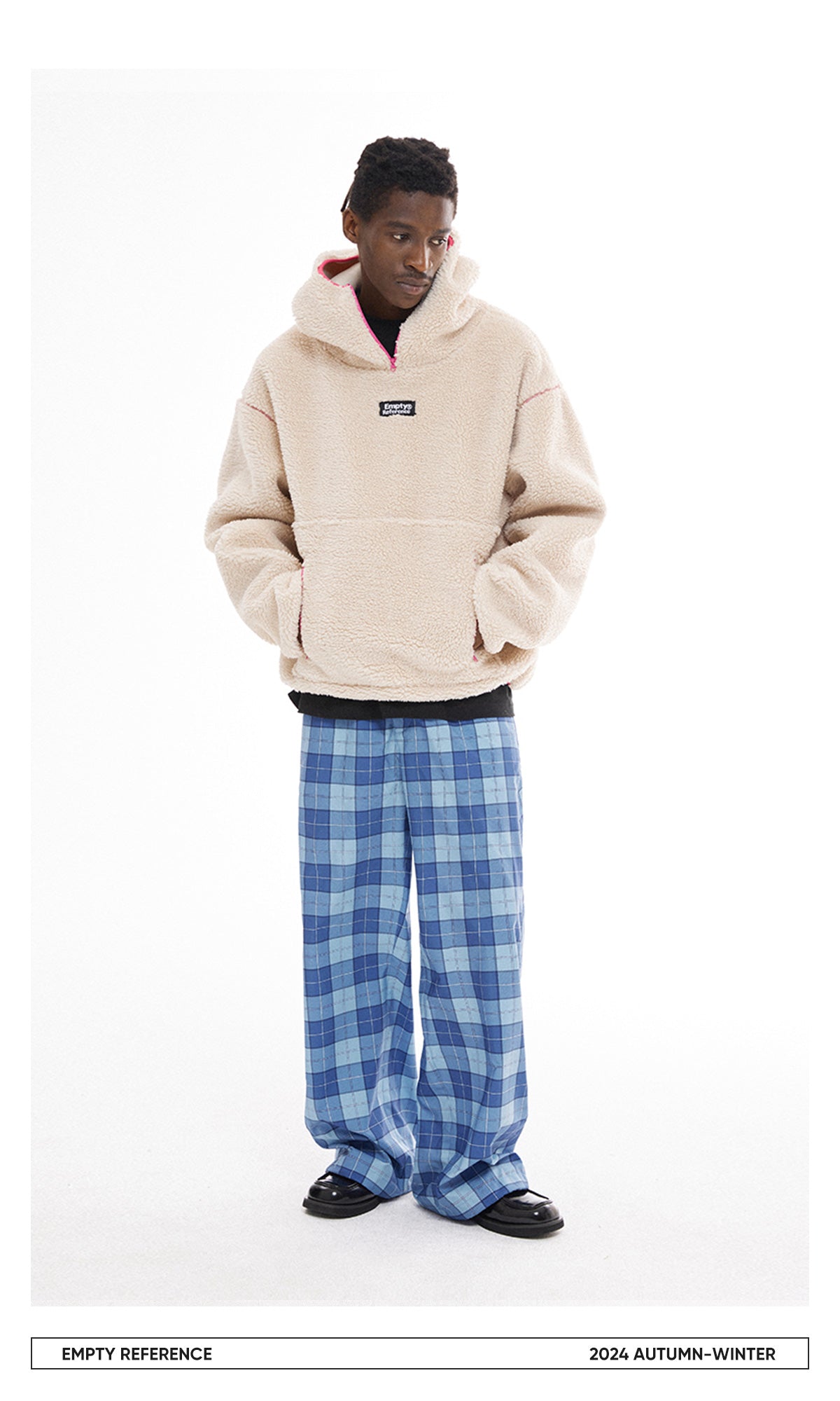 Colorblock Lamb Wool Hoodie Jacket