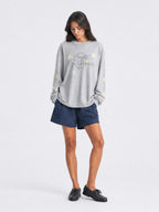 Empty Reference Star Graphic Long Sleeve Tee | Oversized Grey Top