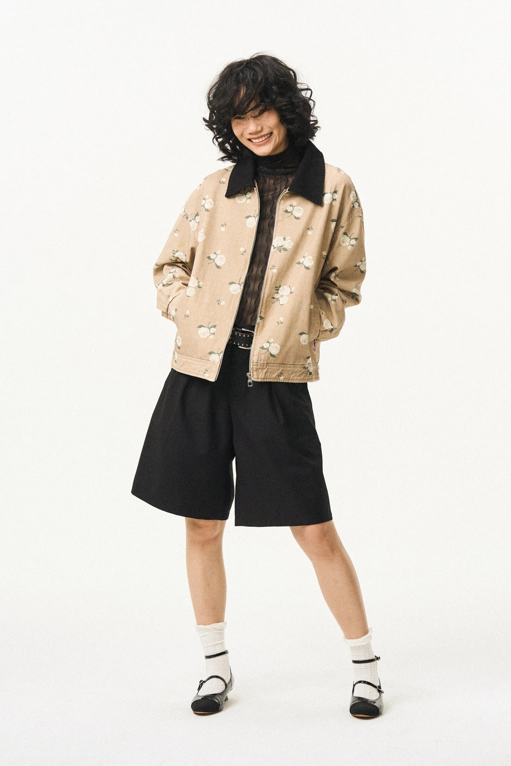 Washed Panelled Print Jacket