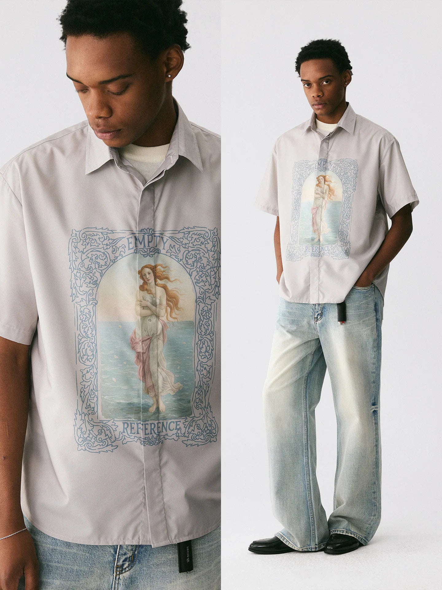 The Framed Goddess Shirt - Full-Print Oil Painting with Concealed Placket