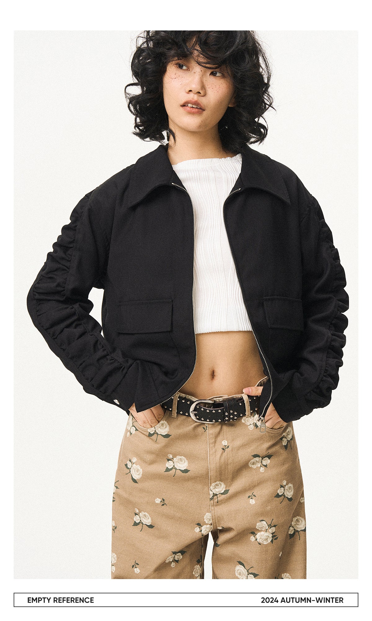 Utility Gathered Zip Jacket