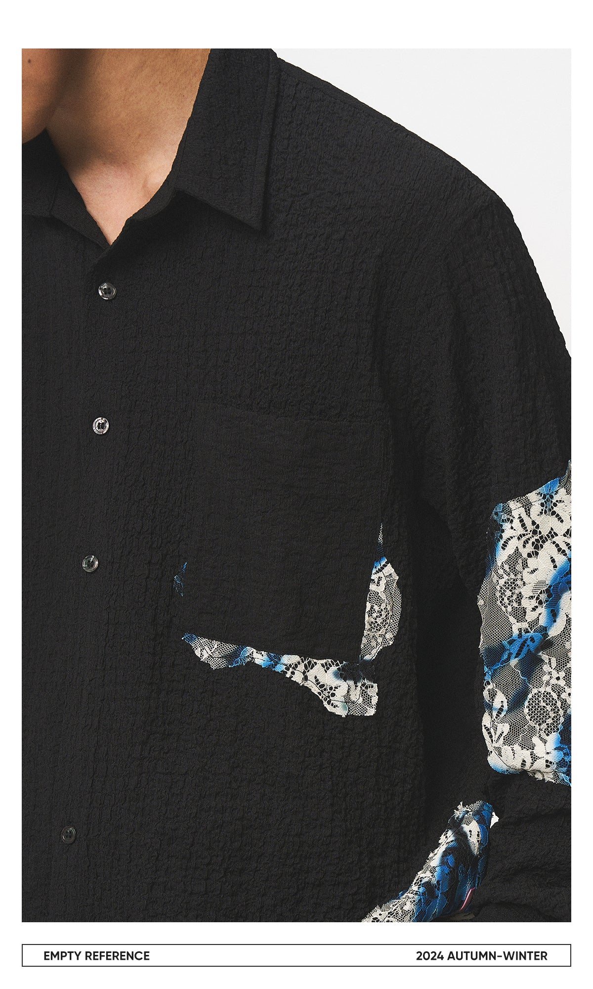 Lace Panel Irregular Shirt